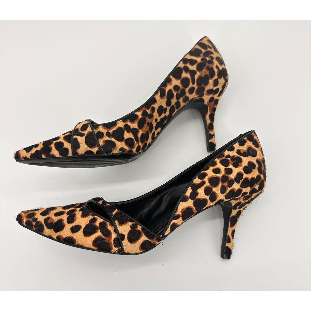 Nine West Women's Kimery Pump Sz 7.5M Pointed D'Orsay Heel Leopard Calf Hair NEW - Picture 3 of 7